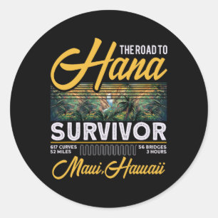 Sticker Rond Survivant de la route vers Hana Palmier courbe Mau