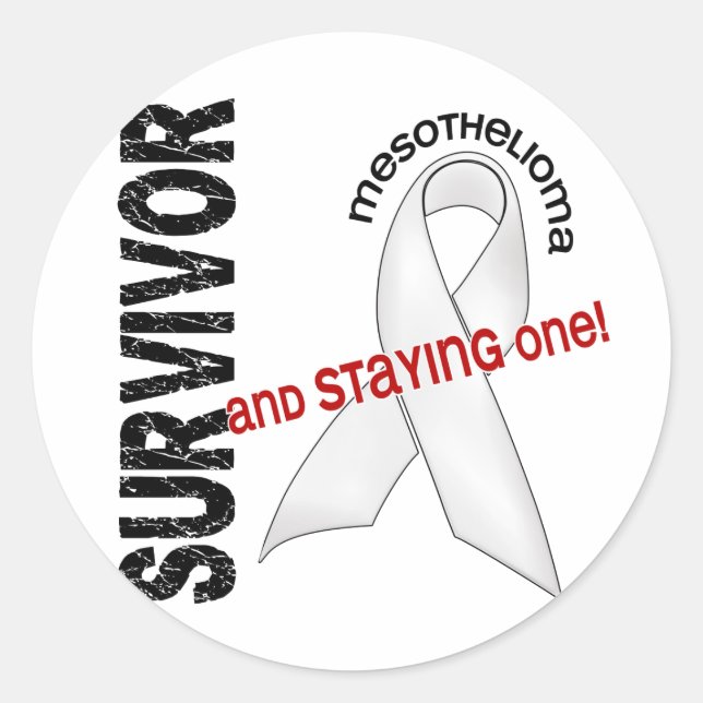 Sticker Rond Survivant de Mesothelioma (Devant)