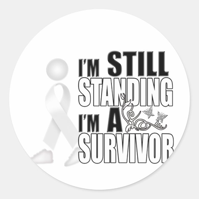Sticker Rond Survivant du cancer blanc (Devant)