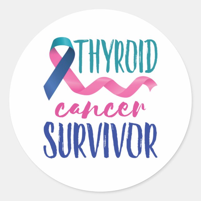 Sticker Rond Survivant du cancer de la thyroïde (Devant)