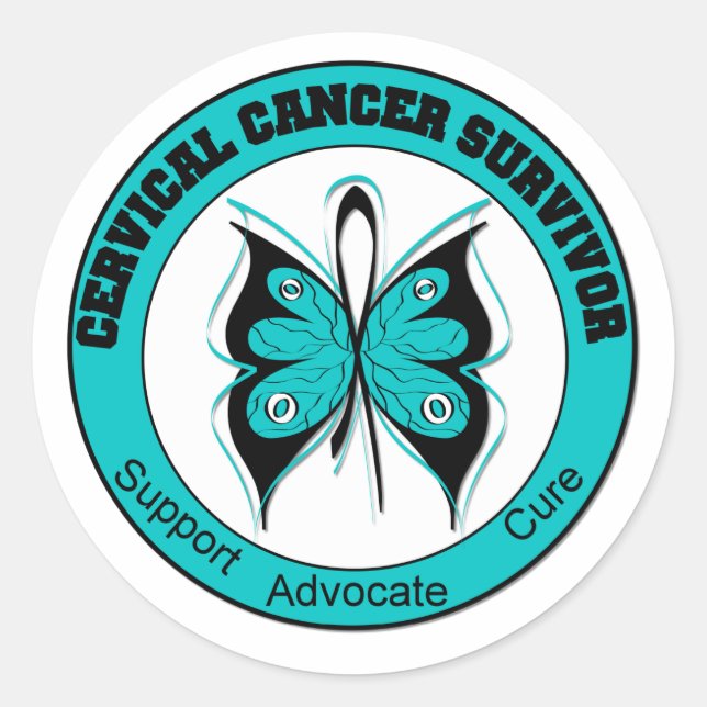 Sticker Rond Survivant du cancer du col utérin (Devant)