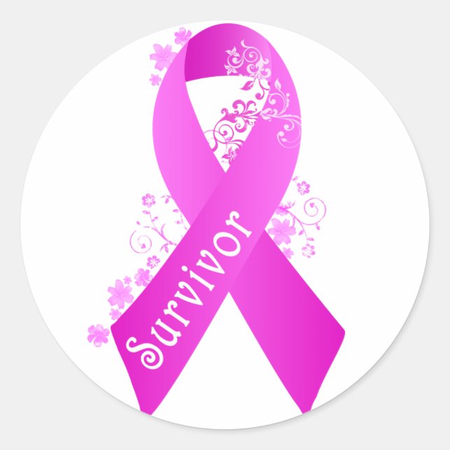 Sticker Rond Survivant du cancer du sein (Devant)