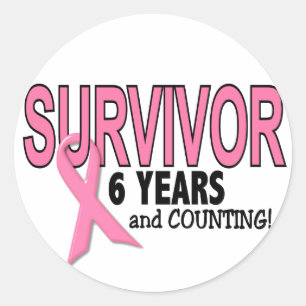 Sticker Rond SURVIVANT DU CANCER DU SEIN 6 ans & comptage