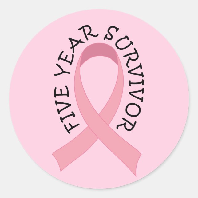 Sticker Rond Survivant du cancer du sein de 5 ans (Devant)