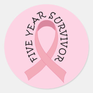 Sticker Rond Survivant du cancer du sein de 5 ans