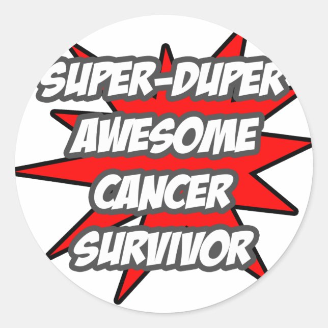 Sticker Rond Survivant du cancer super-Duper (Devant)