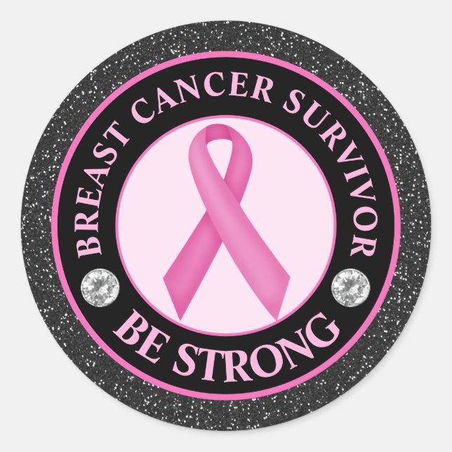 Sticker Rond Survivant du Ruban de sensibilisation au cancer du (Devant)