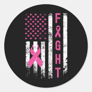 Sticker Rond Survivant du sein American Flag Cancer du sein Awa