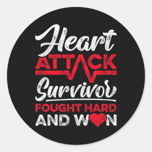 Sticker Rond Survivant d'une crise cardiaque a lutté dur et a g