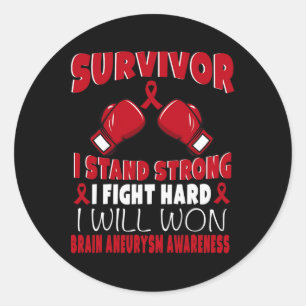 Sticker Rond Survivant Je lutte contre le cerveau dur Aneurysme