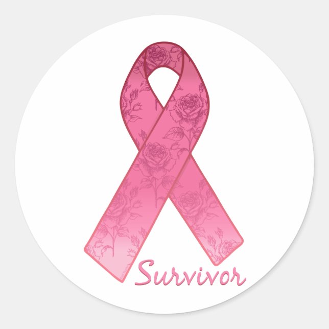 Sticker Rond Survivant rose au ruban (Devant)