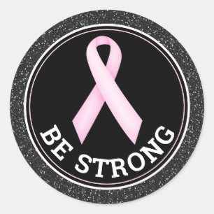 Sticker Rond Survivante du cancer du sein – Ruban rose, soyez f
