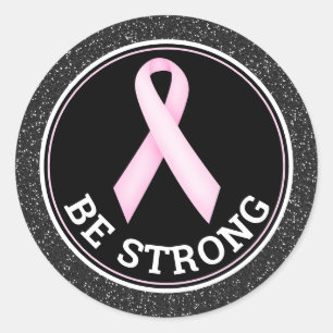 Sticker Rond Survivante du cancer du sein – Ruban rose, soyez f