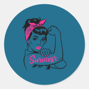 Sticker Rond Survivante du cancer du sein, sensibilisation au r