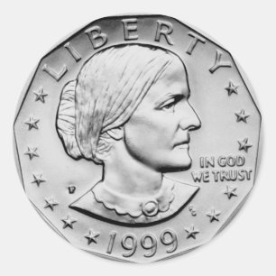 Sticker Rond Susan B Anthony dollars