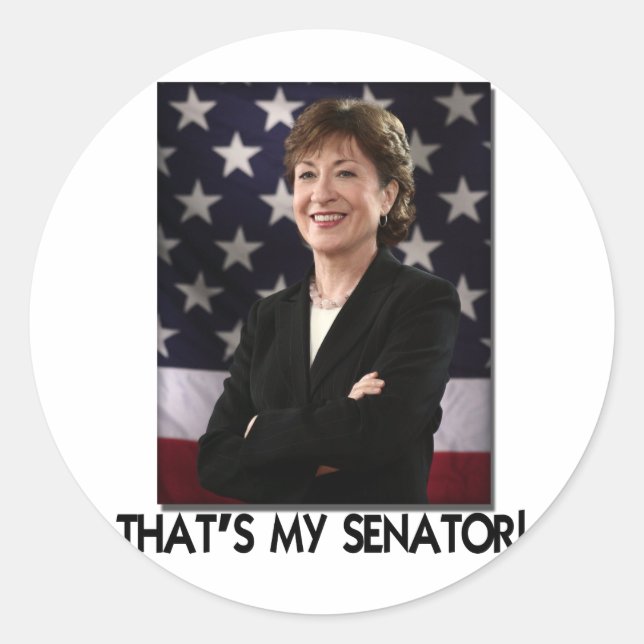 Sticker Rond Susan Collins, C'est ma sénatrice ! (Devant)