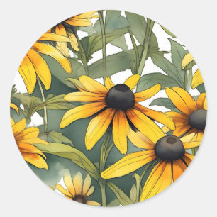 Sticker Rond Susan Floral aux yeux noirs