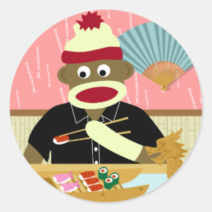 Sticker Rond Sushi de singe de soie