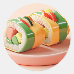 Sticker Rond Sushi Delight : Un chef-d'oeuvre culinaire numériq