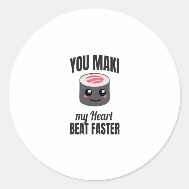 Sticker Rond Sushi Maki | Idée cadeau de Cuisine alimentaire ja (Devant)