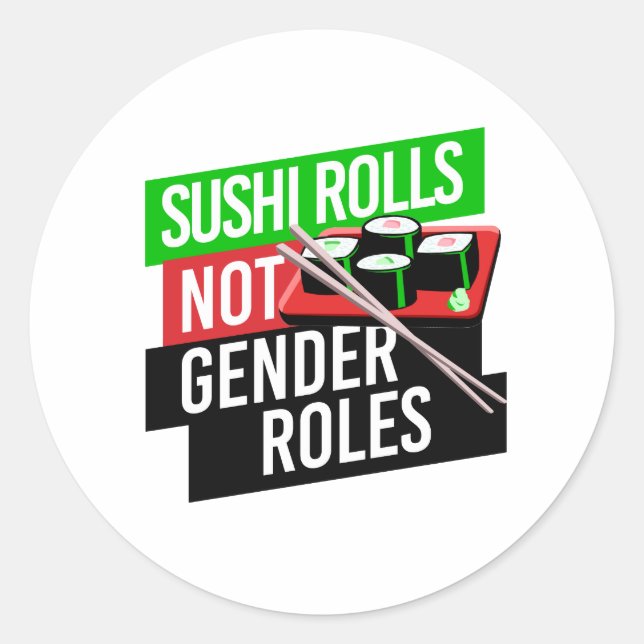 Sticker Rond Sushi Rolls pas les rôles de genre (Devant)