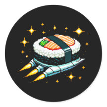 Sushi Spacship Pixel Art Flying Sushi Roll Design