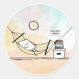 Sticker Rond Suspendre, réinitialiser, recharger 