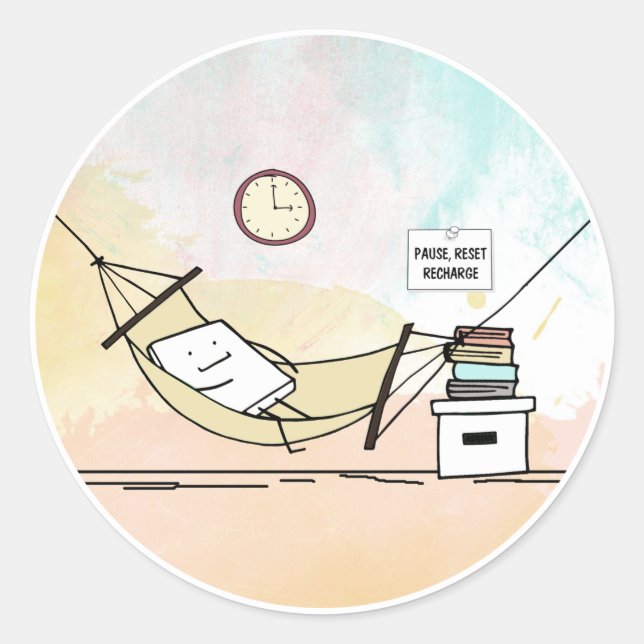 Sticker Rond Suspendre, réinitialiser, recharger (Devant)