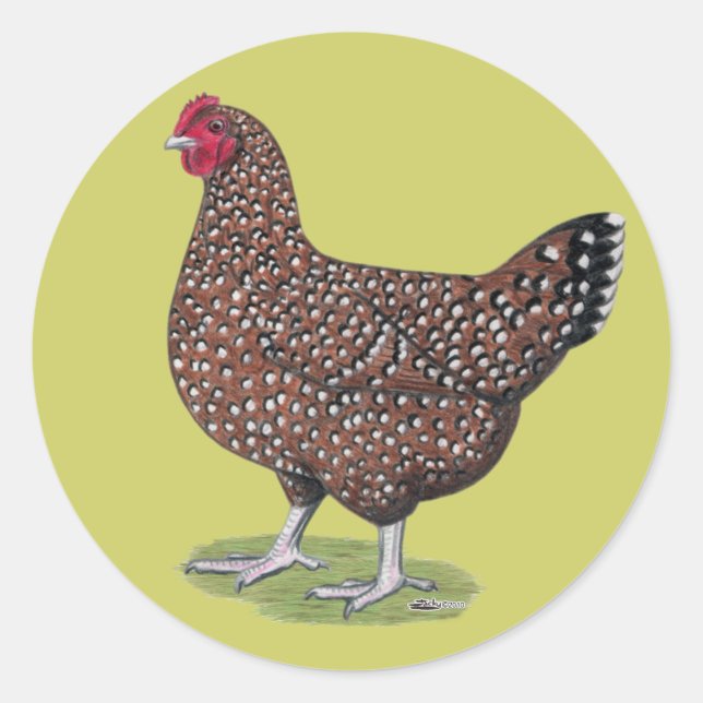 Sticker Rond Sussex : Hen Speckled (Devant)