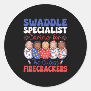 Sticker Rond Swaddle Spécialiste Usa Patriotique Nicu Nurse 4e 