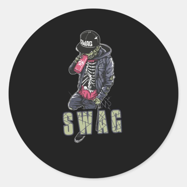 Sticker Rond Swag zombie (Devant)