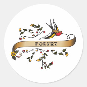 Sticker Rond Swallow and Soll with Poetry