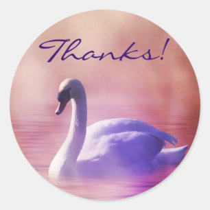Sticker Rond Swan sur un lac brumeux Merci