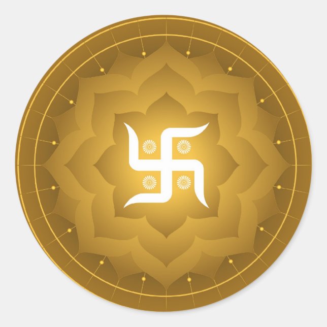 Sticker Rond Swastika Spirituelle Sur Lotus (Devant)