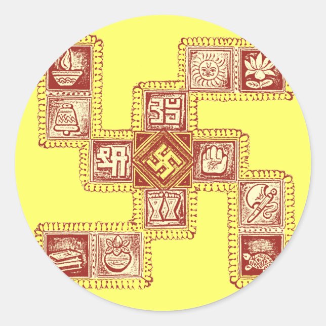 Sticker Rond Swastika traditionnelle indienne (Devant)