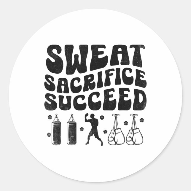 Sticker Rond Sweat Sacrifice Succee Boxer Sport Force Athl (Devant)