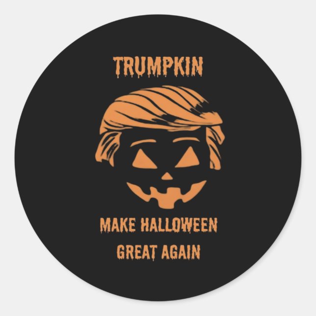 Sticker Rond Sweatshirt, Trumpkin, Halloween Merch Classic (Devant)