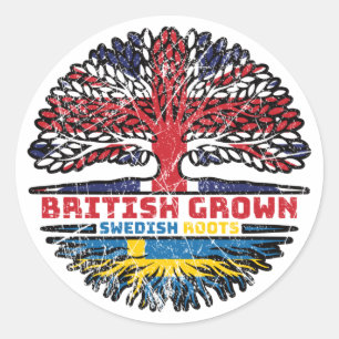 Sticker Rond Sweden Swedish Uk United Kingdom