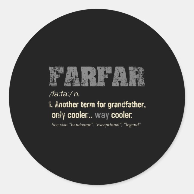 Sticker Rond Swedish Farfar Funny Definition Grandpa Gift  (Devant)