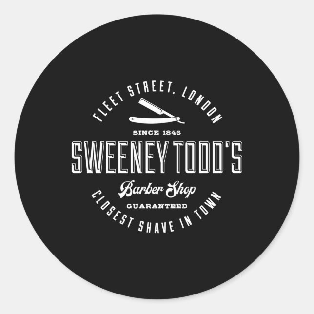 Sticker Rond Sweeney Todd'S Barber Shop (Devant)