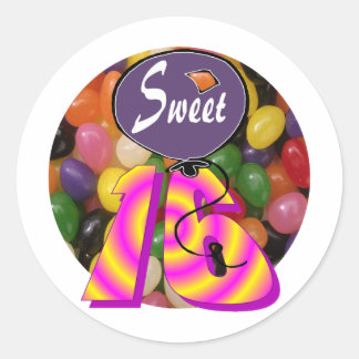 Sticker Rond Sweet 16 Anniversaire