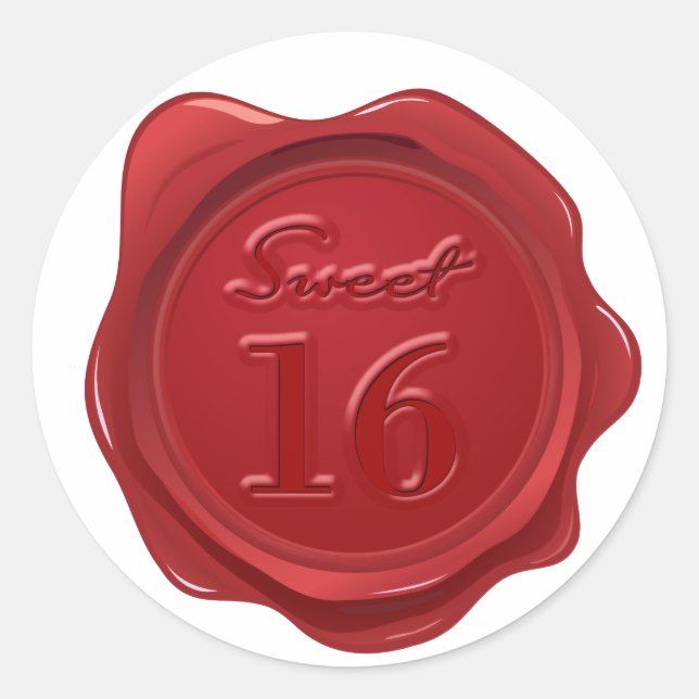 Sticker Rond Sweet 16 Anniversaire Faux Sceau de cire (Devant)