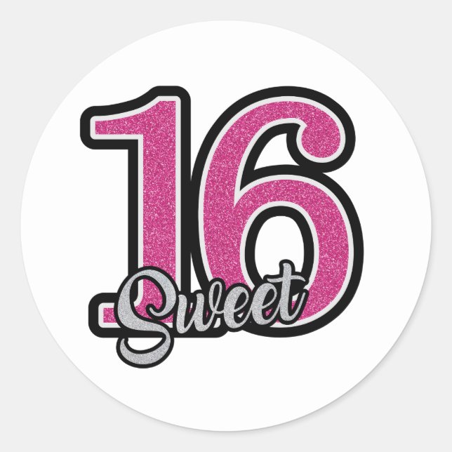 Sticker Rond Sweet 16 autocollant/sceau classique rond (Devant)