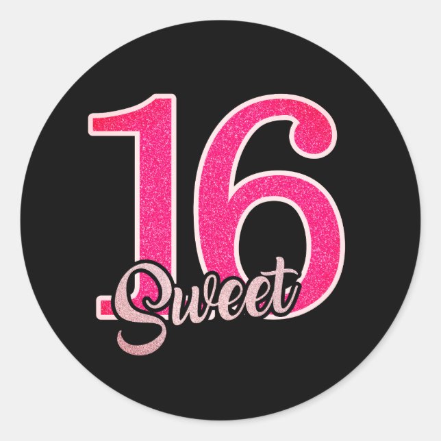 Sticker Rond Sweet 16 autocollant/sceau classique rond (Devant)