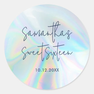 Sticker Rond Sweet 16 Holographie 16e anniversaire Favor