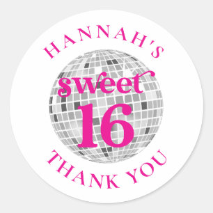 Sticker Rond Sweet 16 Merci Favoris