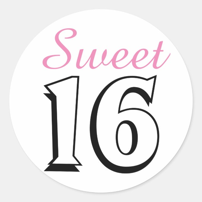 Sticker Rond Sweet 16 moderne rose fête d'anniversaire Favor (Devant)