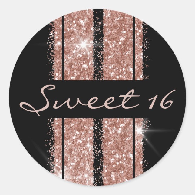 Sticker Rond Sweet 16 Nouveau conducteur Pink Parties scintilla (Devant)