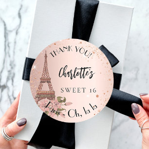 Sticker Rond Sweet 16 Paris Tour Eiffel merci