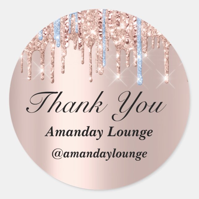 Sticker Rond Sweet 16e Mariage Fête des mariées Merci Rose bleu (Devant)